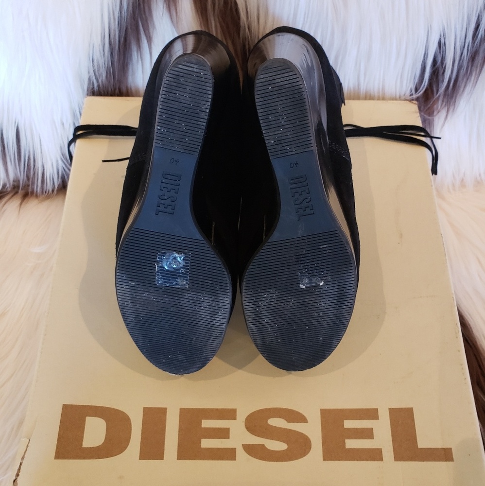 Diesel black suede wedge boots/ booties - Picture 7 of 8